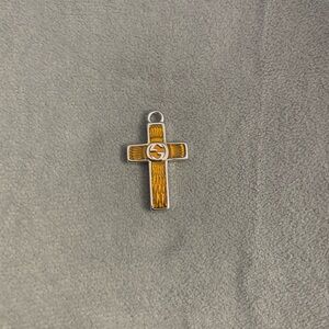 Silver and Yellow Gold Upcycled Cross Pendant Necklace